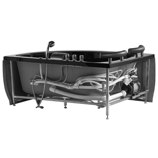 Banheira de hidromassagem de canto com LED PARADISO à direita 1580 x 1130 mm Preto
