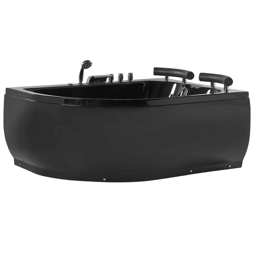 Banheira de hidromassagem de canto com LED PARADISO à esquerda 1580 x 1130 mm Preto