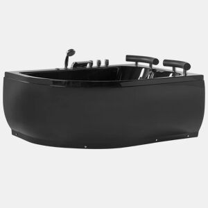 Banheira de hidromassagem de canto com LED PARADISO à esquerda 1580 x 1130 mm Preto