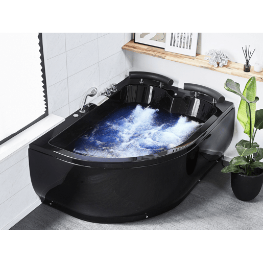 Banheira de hidromassagem de canto com LED PARADISO à esquerda 1580 x 1130 mm Preto