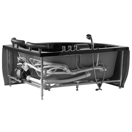 Banheira de hidromassagem de canto com LED PARADISO à esquerda 1580 x 1130 mm Preto