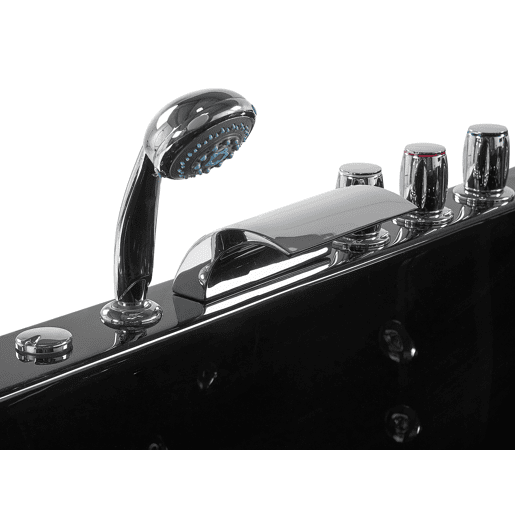 Banheira de hidromassagem de canto com LED PARADISO à esquerda 1580 x 1130 mm Preto