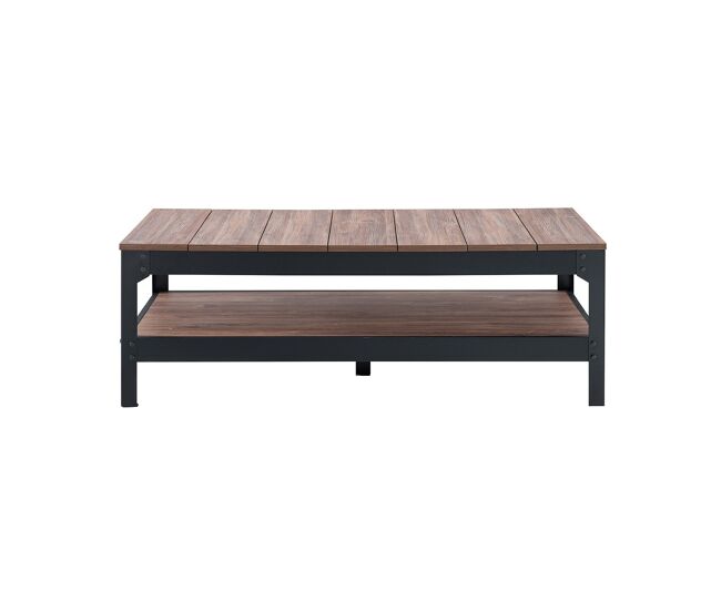 Mesa de centro de metal negro y madera - 117 cm