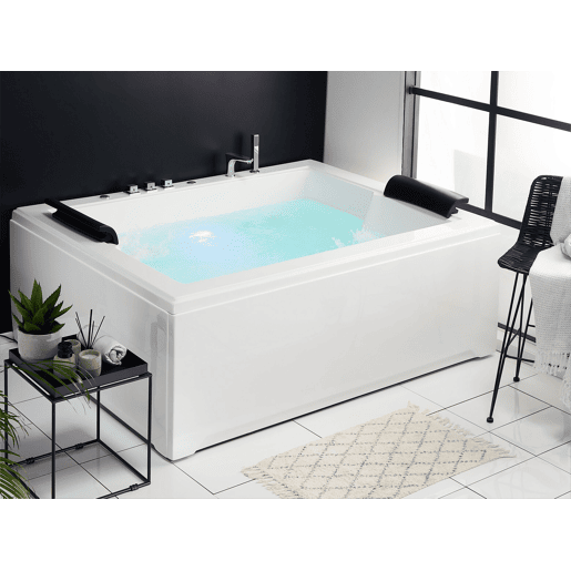Banheira de hidromassagem de canto com LED SALAMANCA Branco