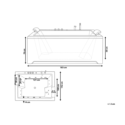 Banheira de hidromassagem de canto com LED SALAMANCA Branco