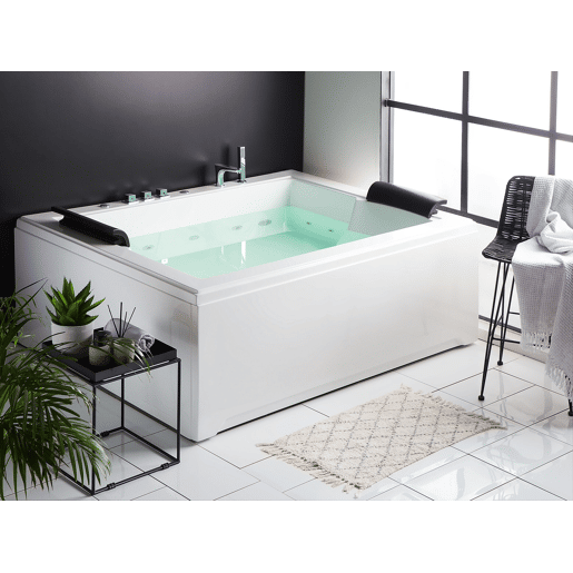 Banheira de hidromassagem de canto com LED SALAMANCA Branco