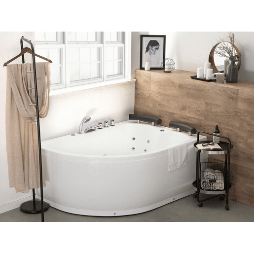 Banheira de hidromassagem de canto com LED PARADISO à esquerda 1580 x 1130 mm Branco