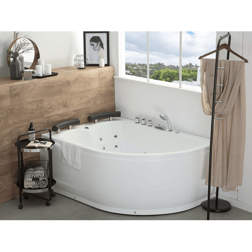 Banheira de hidromassagem de canto com LED PARADISO à direita 1580 x 1130 mm Branco