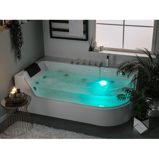 Banheira de hidromassagem de canto com LED ACUARIO à direita 1700 x 800 mm Branco