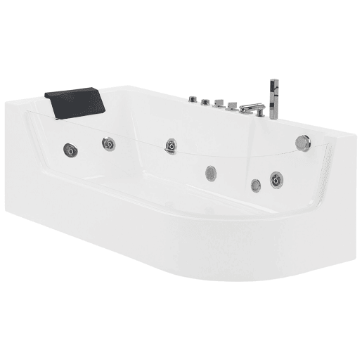 Banheira de hidromassagem de canto com LED ACUARIO à direita 1700 x 800 mm Branco