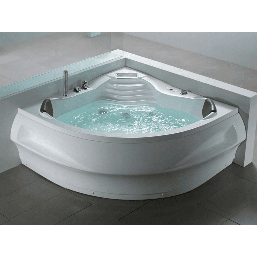 Banheira de hidromassagem de canto com LED MONACO Com altifalante Bluetooth integrado 2100 x 1450 mm Branco