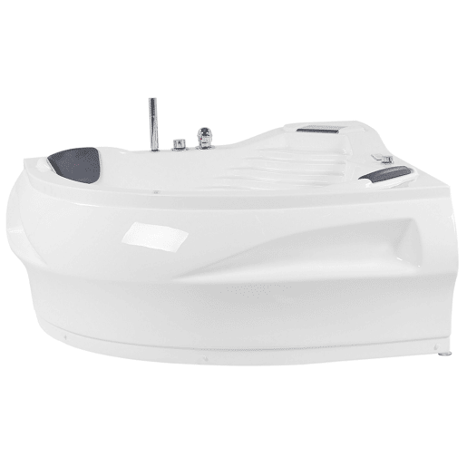 Banheira de hidromassagem de canto com LED MONACO Com altifalante Bluetooth integrado 2100 x 1450 mm Branco