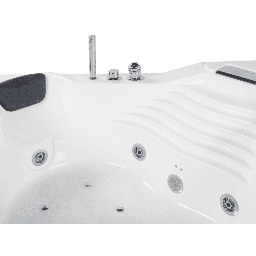 Banheira de hidromassagem de canto com LED MONACO Com altifalante Bluetooth integrado 2100 x 1450 mm Branco