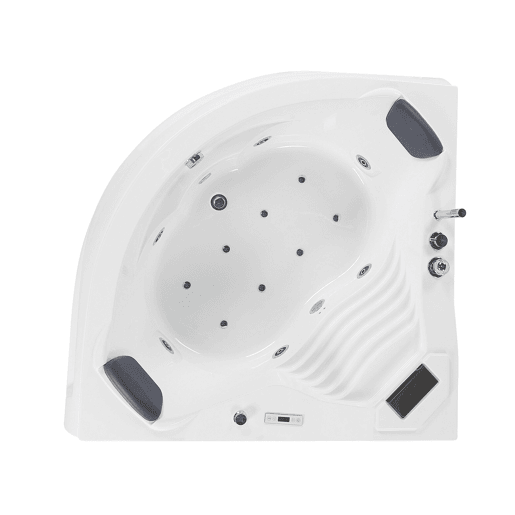 Banheira de hidromassagem de canto com LED MONACO Com altifalante Bluetooth integrado 2100 x 1450 mm Branco