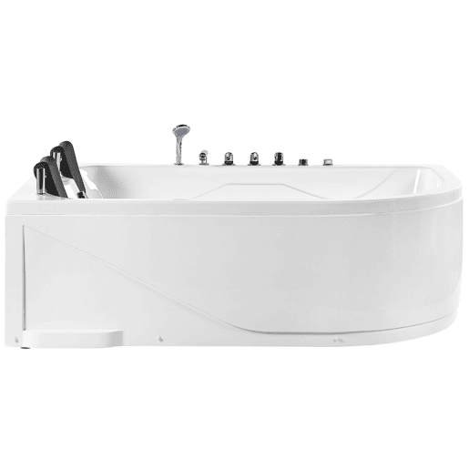 Banheira de hidromassagem de canto com LED CALAMA à direita 1800 x 1200 mm Branco