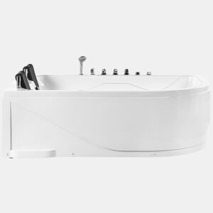 Banheira de hidromassagem de canto com LED CALAMA à direita 1800 x 1200 mm Branco