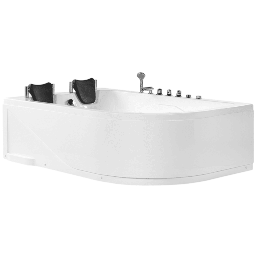 Banheira de hidromassagem de canto com LED CALAMA à direita 1800 x 1200 mm Branco