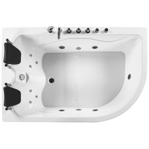 Banheira de hidromassagem de canto com LED CALAMA à direita 1800 x 1200 mm Branco