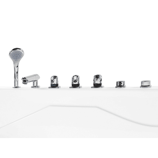 Banheira de hidromassagem de canto com LED CALAMA à direita 1800 x 1200 mm Branco