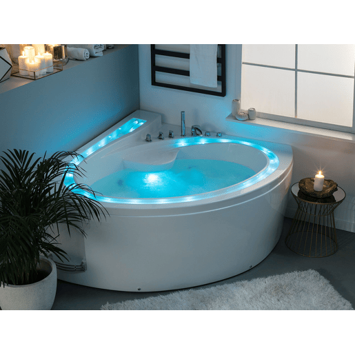 Banheira de hidromassagem de canto com LED PELICAN 2060 x 1650 mm Branco