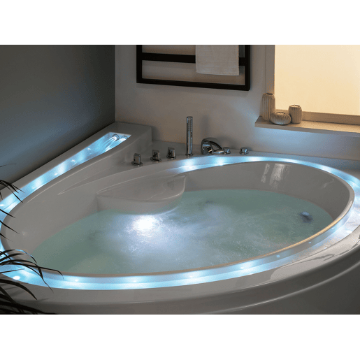 Banheira de hidromassagem de canto com LED PELICAN 2060 x 1650 mm Branco