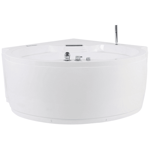 Banheira de hidromassagem de canto com LED MILANO Com altifalante Bluetooth integrado 1810 x 1500 mm Branco