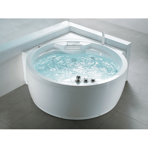 Banheira de hidromassagem de canto com LED MILANO Com altifalante Bluetooth integrado 1810 x 1500 mm Branco