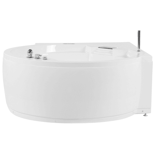 Banheira de hidromassagem de canto com LED MILANO Com altifalante Bluetooth integrado 1810 x 1500 mm Branco