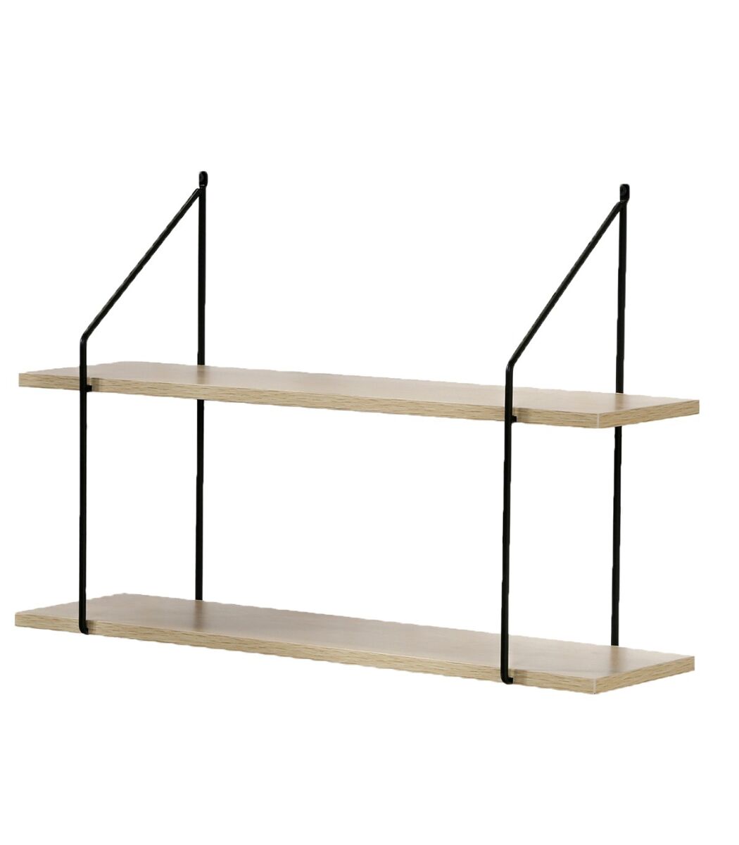 Balda de pared 2 niveles acabado madera 60 cm de largo