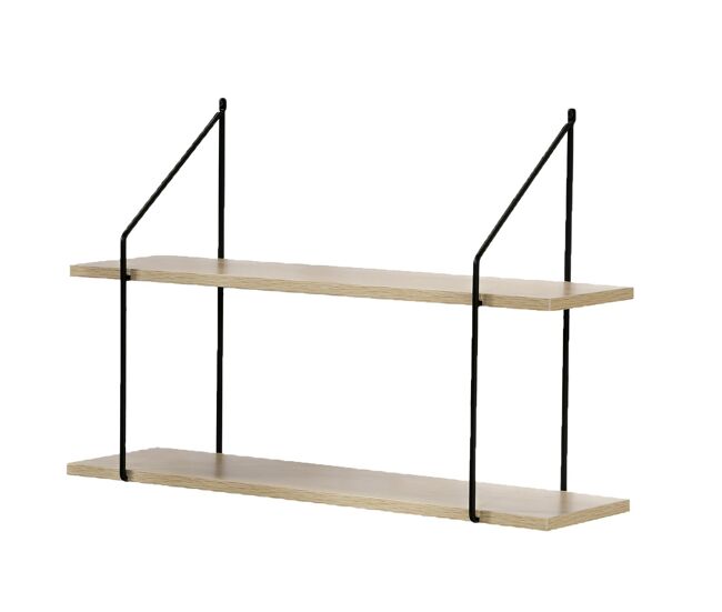 Balda de pared 2 niveles acabado madera 60 cm de largo