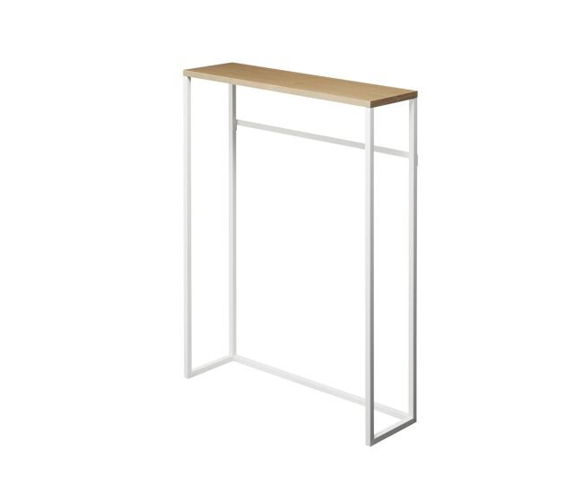 Consola de entrada de metal y madera blanca - l60 cm