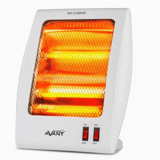 AVANT AV7585 - Fogão Elétrico Quartzo 2 Tubos, 800w. 2 níveis de potência: 400 W - 800 W. Interruptor anti-tombamento, proteção térmica. Cor cinzenta