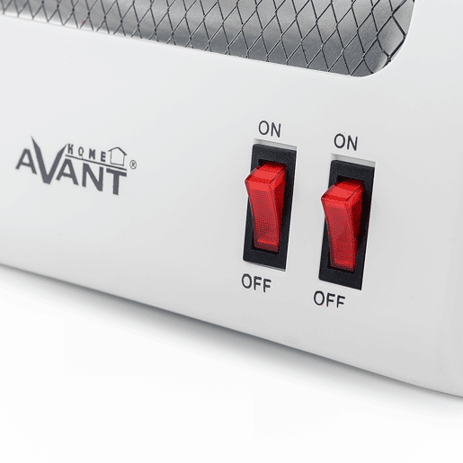 AVANT AV7585 - Fogão Elétrico Quartzo 2 Tubos, 800w. 2 níveis de potência: 400 W - 800 W. Interruptor anti-tombamento, proteção térmica. Cor cinzenta