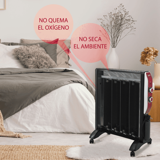 Avant AV7577 - Radiador Mica 2000w com 2 níveis de potência: 1000w - 2000w. Termostato ajustável, rodas giratórias, proteção contra superaquecimento, convecção rápida e difusão de calor. Cor preta