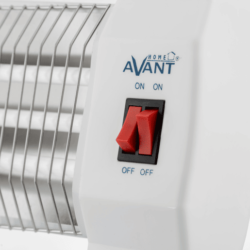 AVANT AV7552 - Fogão Elétrico de Quartzo com 3 Níveis de Potência 400w, 800w e 1200w, 3 Barras de Piso, Interruptor Anti-Tombamento e Proteção Térmica. Cor cinzenta.