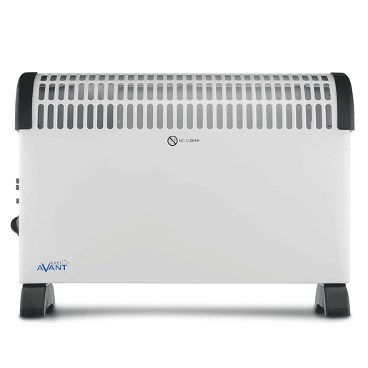 AVANT AV7580 - Convector com Aquecedor de Ar 2000w com 3 Níveis de Potência: 750w - 1250w - 2000w. Termostato ajustável, alças de transporte, proteção contra superaquecimento. Cor cinzenta