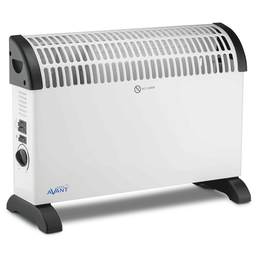 AVANT AV7580 - Convector com Aquecedor de Ar 2000w com 3 Níveis de Potência: 750w - 1250w - 2000w. Termostato ajustável, alças de transporte, proteção contra superaquecimento. Cor cinzenta