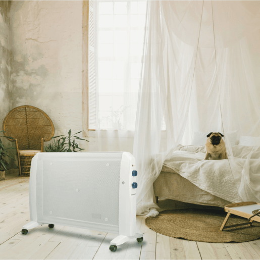 Blaupunkt BP1007 - Radiador Mica 2000w com 2 Níveis de Potência: 1000w - 2000w. Interruptor anti-tombamento, termostato de temperatura ambiente ajustável e proteção contra superaquecimento.
