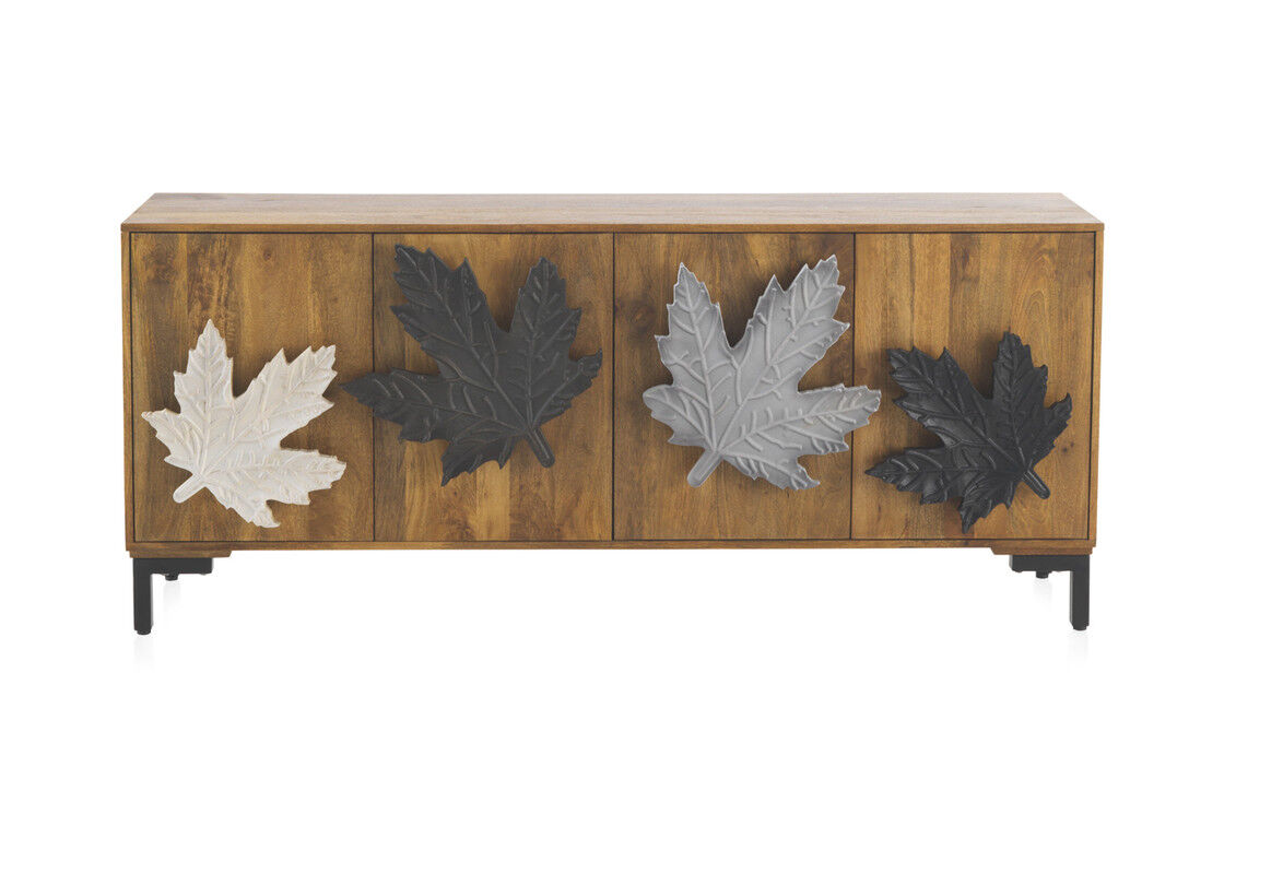 Aparador De Madera Natural Mango Con 4 Hojas De Mango