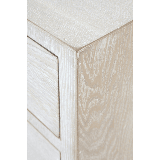 Cómoda 5 Gavetas Branco Patinado com Puxador Dourado
