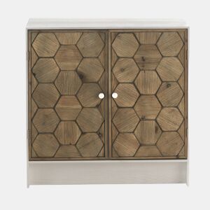 Baú de madeira de freixo branco lavado com 2 portas