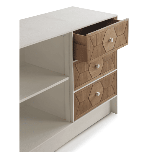 Cômoda de madeira de freixo lavada branca com 1 porta e 3 gavetas Cômoda de madeira de freixo lavada branca com 1 porta e 3 gavetas