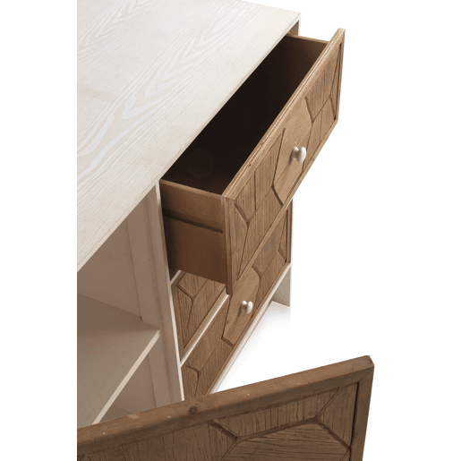 Cômoda de madeira de freixo lavada branca com 1 porta e 3 gavetas Cômoda de madeira de freixo lavada branca com 1 porta e 3 gavetas