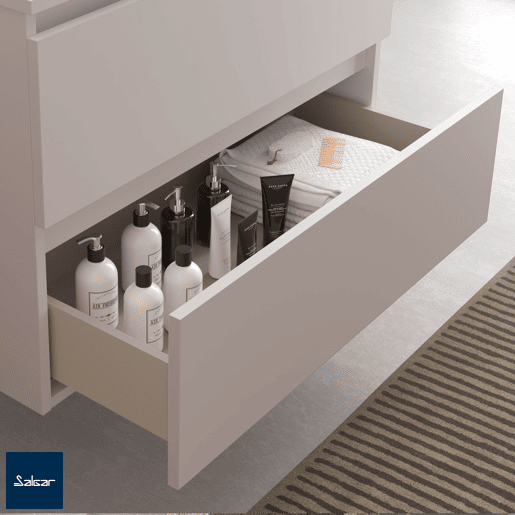 Móvel 120 cm 2 gavetas branco mate e 2 armários laterais 2 furos carvalho com lavatório em porcelana