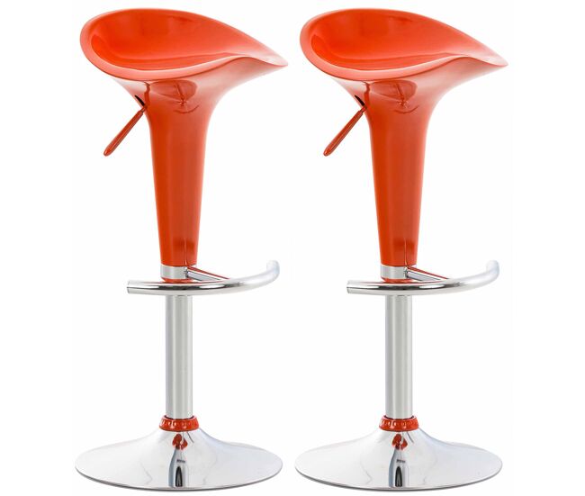 Set de 2 taburetes saddle madera naranja 37x37x87 cm