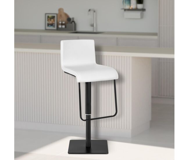 Taburete de bar limon de piel sintetica simil cuero blanco 46x39x80 cm