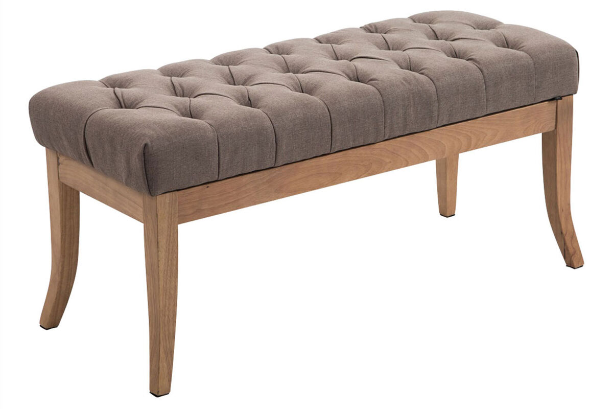 Banco Recibidor Ramses En Tela & Madera Clara 100x38 Topo