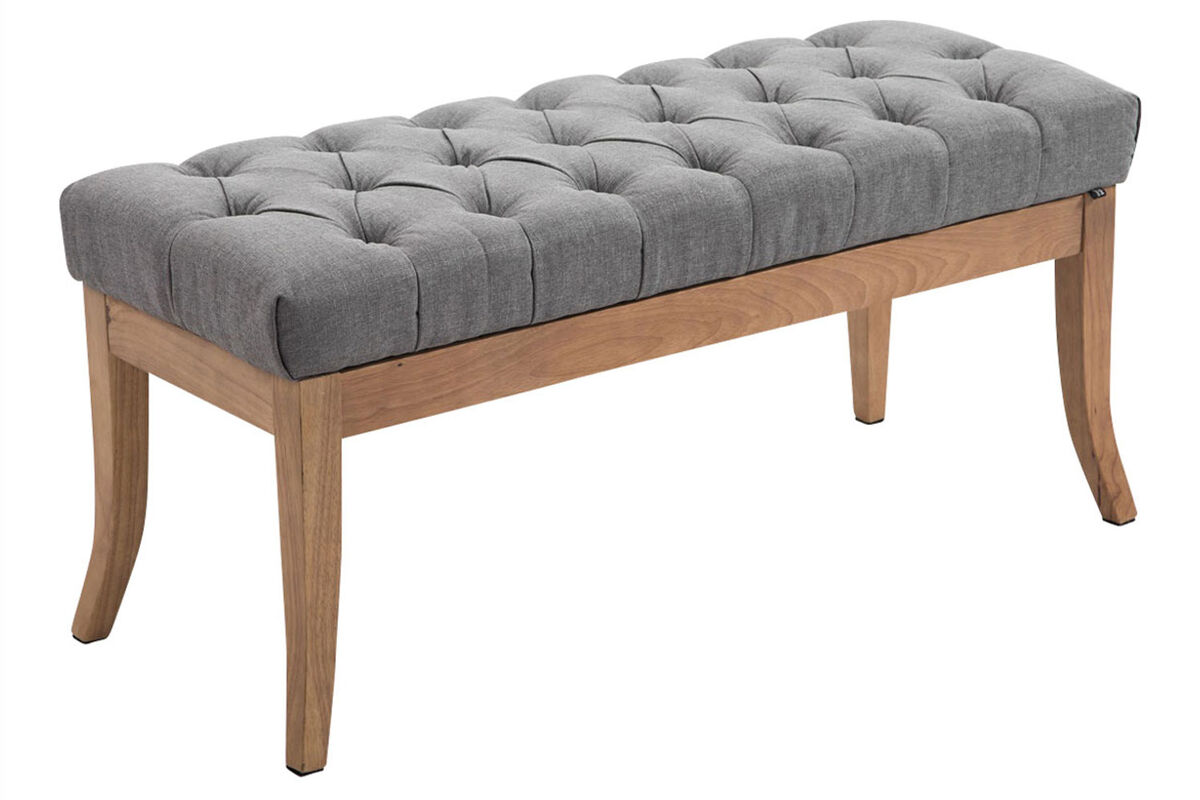 Banco Recibidor Ramses En Tela & Madera Clara 100x38 Gris