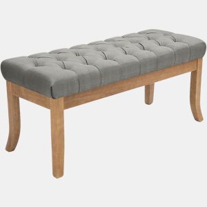 Banco Ramses tapizado en tela con estructura de madera clara Gris 38X100X46 cm