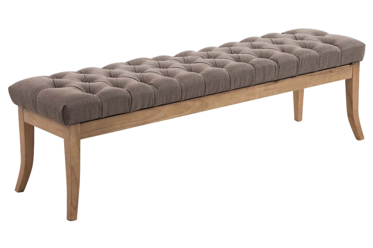 Banco Recibidor Ramses En Tela & Madera Clara 150x38 Topo